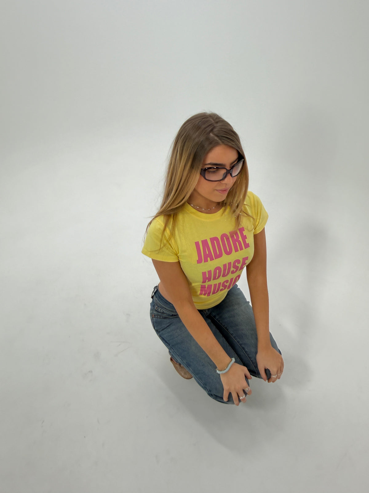 Jadore House Music baby tee yellow