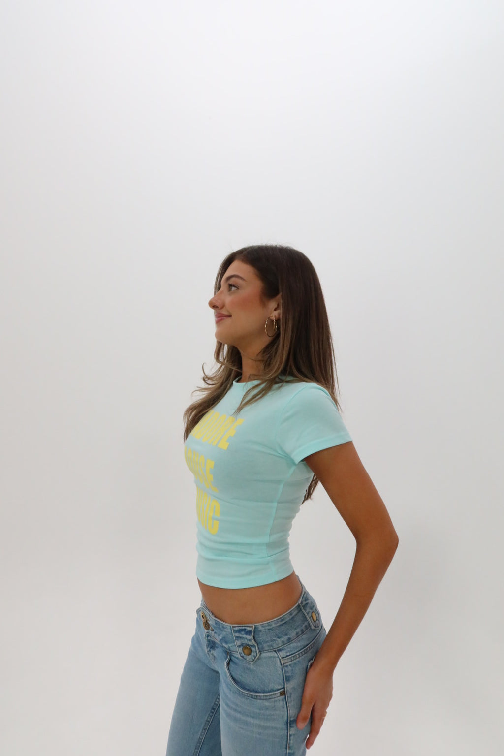 Jadore House Music baby tee aquamarine