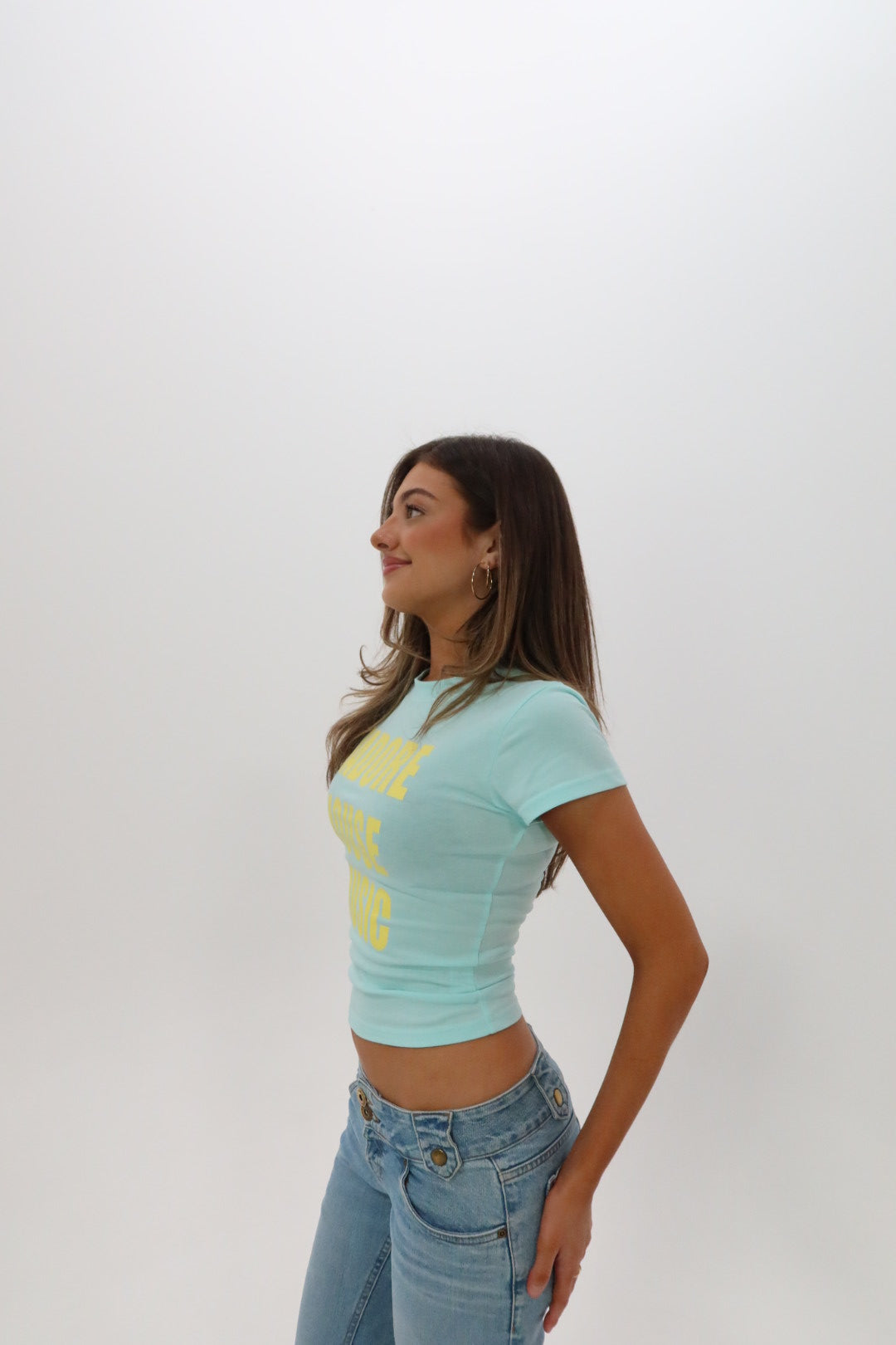 Jadore House Music baby tee aquamarine