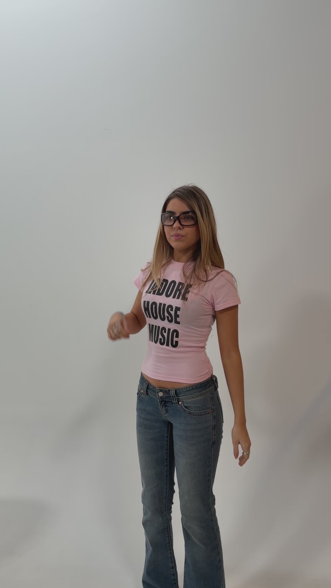 Jadore House Music baby tee pink